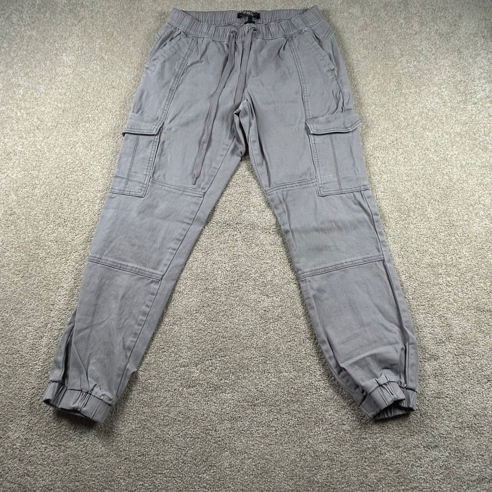 Rewash Womens Cargo Jogger Pants Gray Elastic Waist Stretch Utility Size Mediumโ